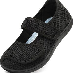 Women's Wide Diabetic Walking Shoes Breathable Slip-On Sneakers Flat